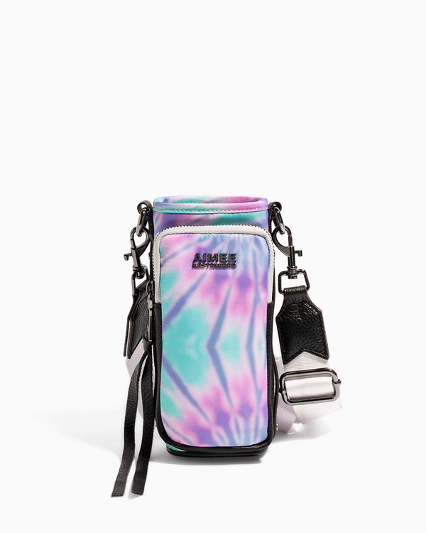 On Top Of The World Water Bottle Crossbody Spiral Tie Dye Nylon - front