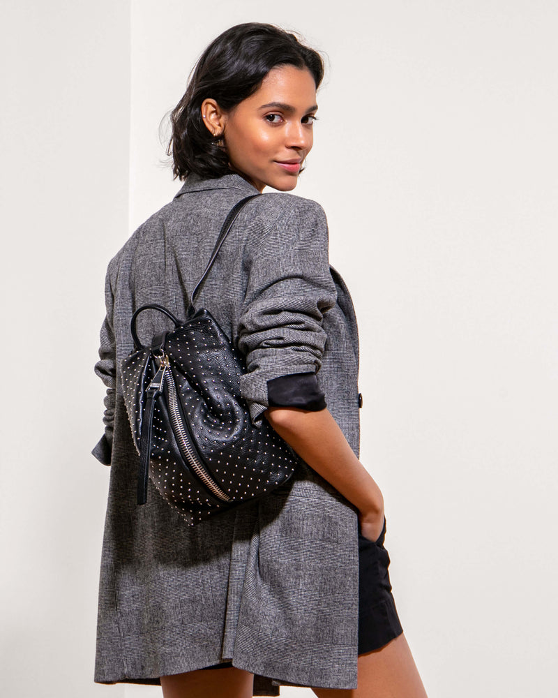 Tamitha Mini Backpack - black studded on model