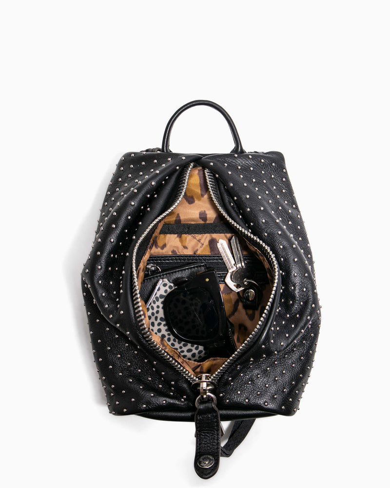 Tamitha Mini Backpack - black studded interior functionality
