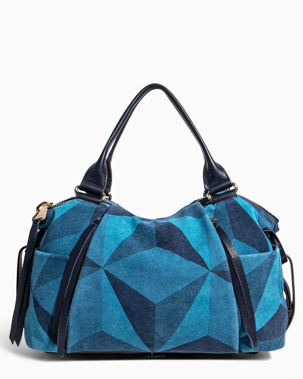 Tamitha Satchel Denim Patchwork - front