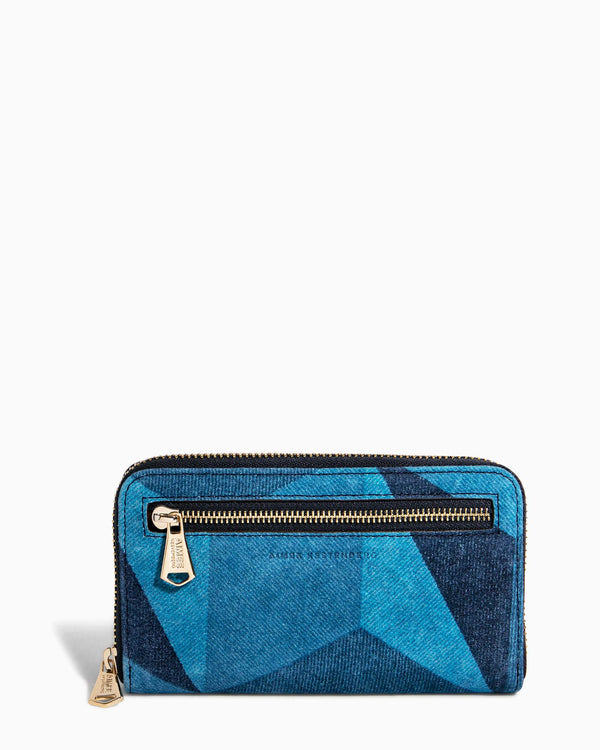 Zip It Up Continental Wallet Denim Patchwork - front