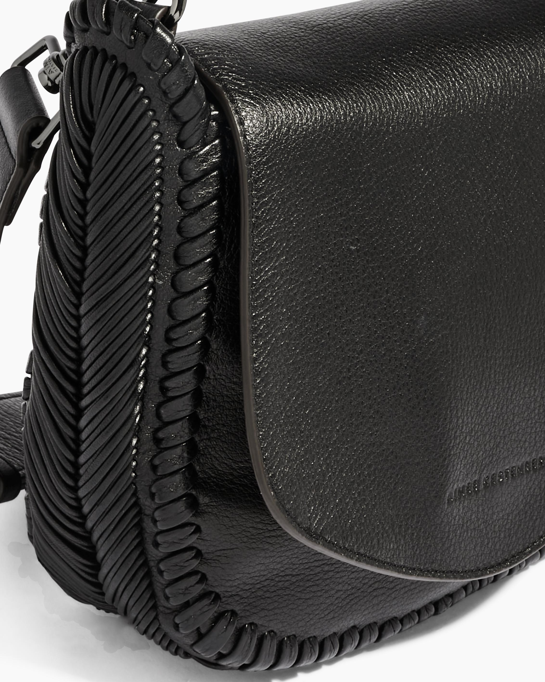 Black All For Love Saddle Crossbody Designer Leather Handbag For