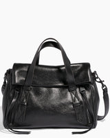 A back Bali Double Entry Leather Satchel Bag from Aimee Kestenberg on a white background. 