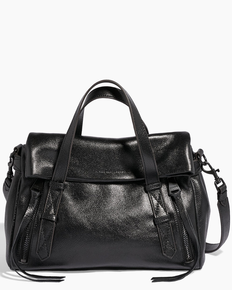 A back Bali Double Entry Leather Satchel Bag from Aimee Kestenberg on a white background. 
