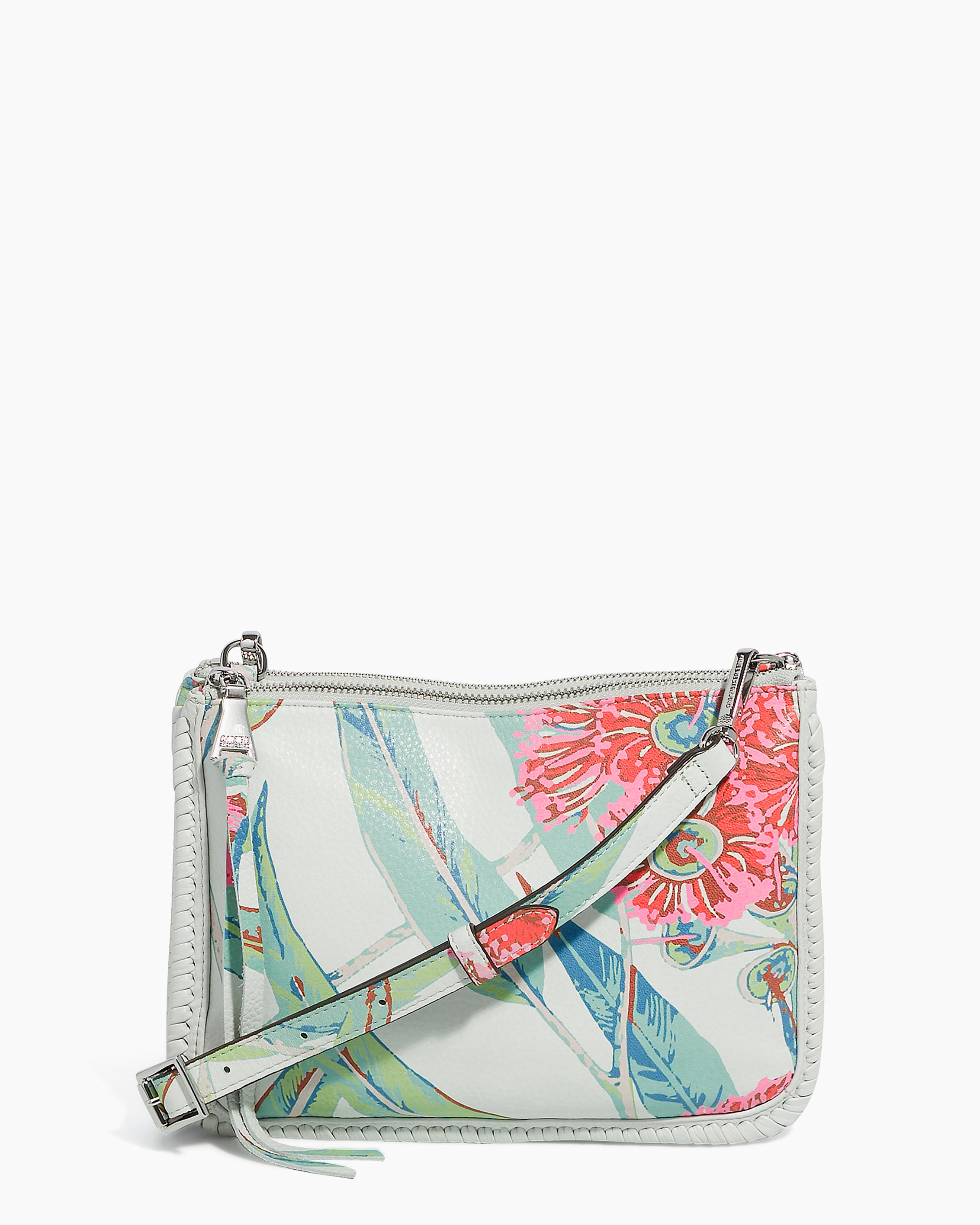 Eucalyptus Famous Double Top Zip Crossbody Designer Leather