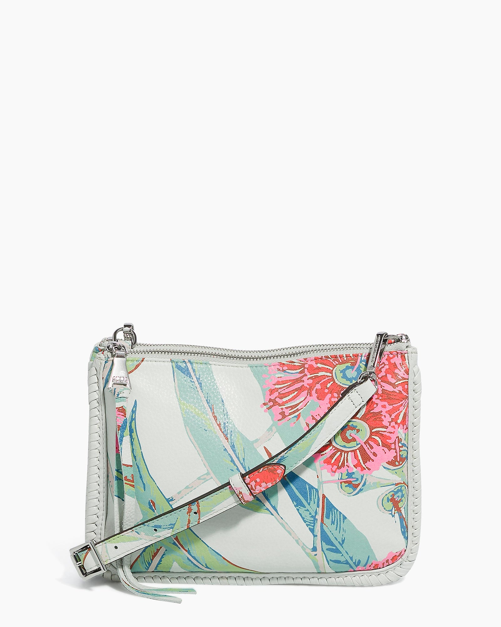 Famous Double Top Zip Crossbody Eucalyptus Print | Aimee Famous Double Top Zip Crossbody Eucalyptus Print | Aimee