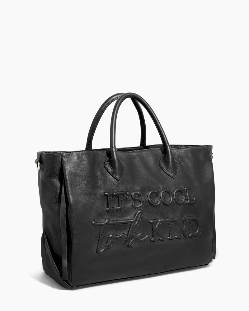 Speak Up Black Leather Tote Bag