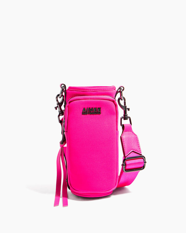 On Top Of The World Water Bottle Crossbody Pop Pink - front
