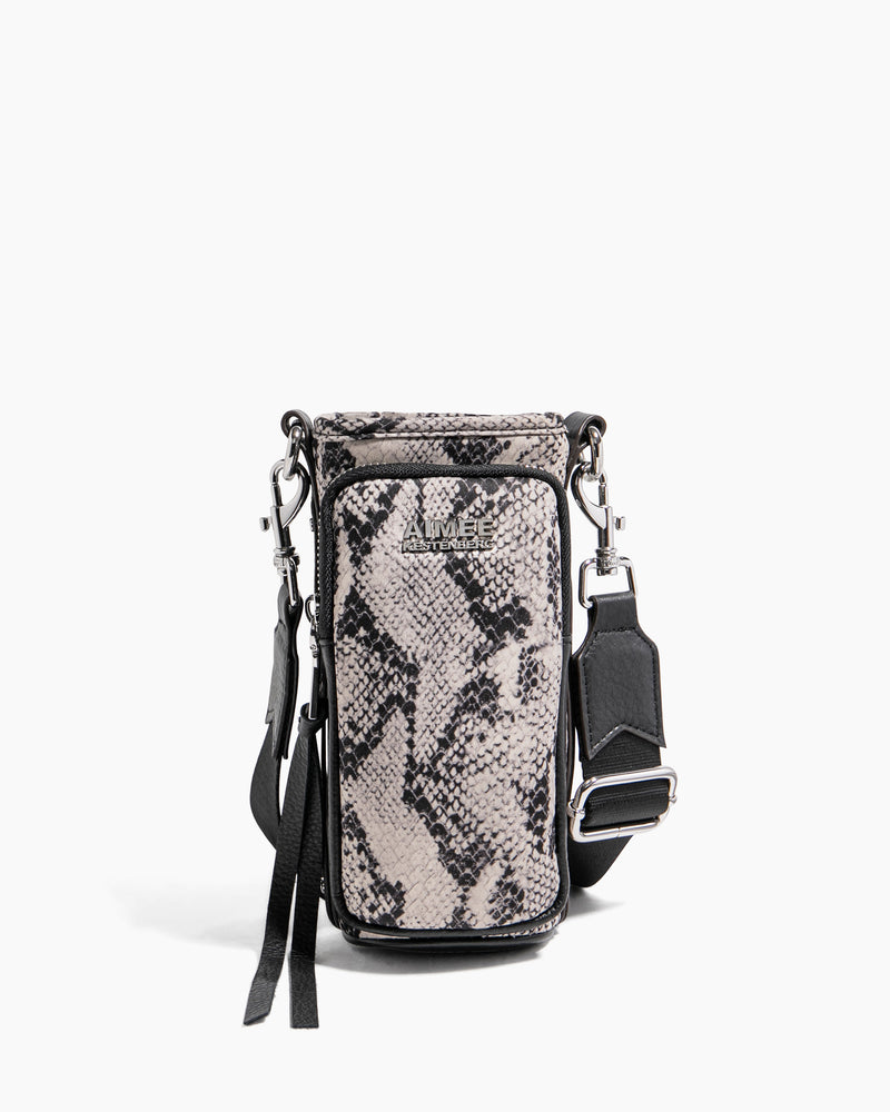 On Top Of The World Water Bottle Crossbody Vanilla Snake - front