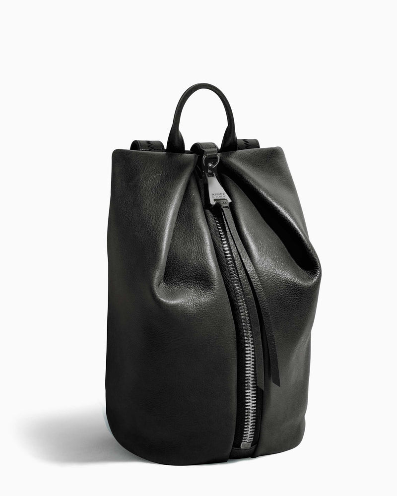 Tamitha Backpack Black With Shiny Silver Hardware - side angle