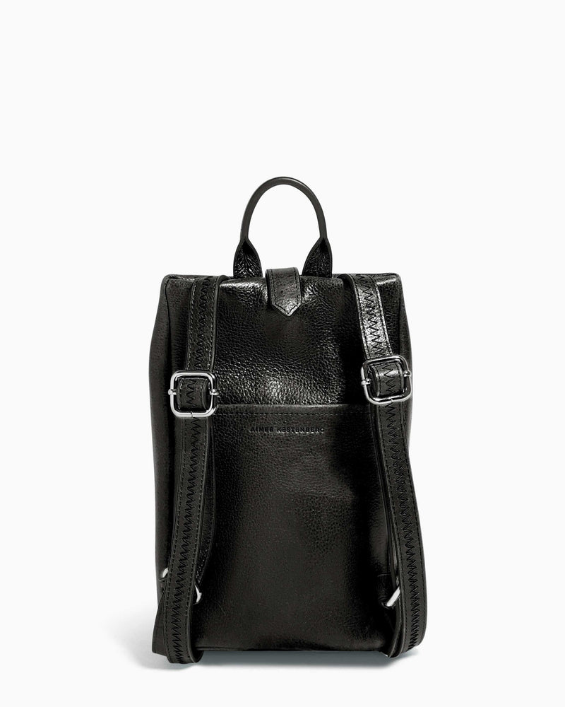 Tamitha Mini Backpack Black With Shiny Silver Hardware - back
