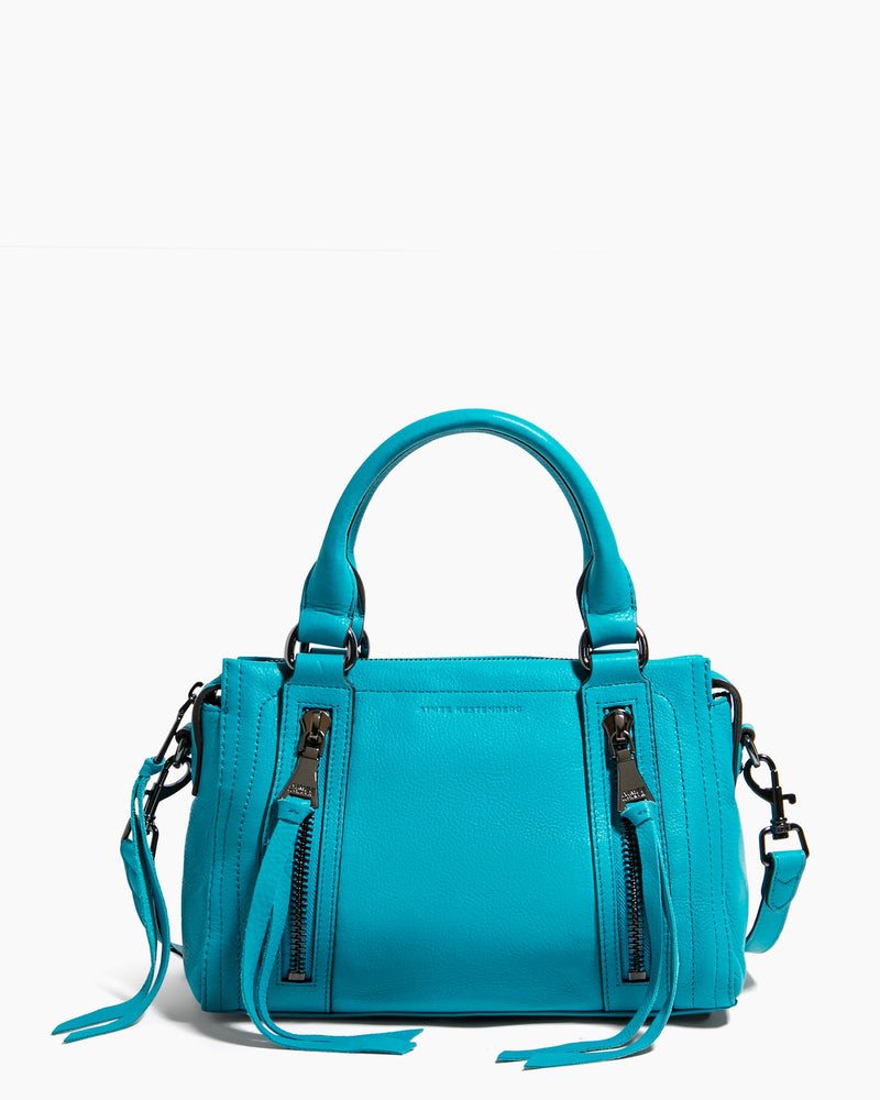 Zip Me Up Satchel Crossbody Blue Bird - front