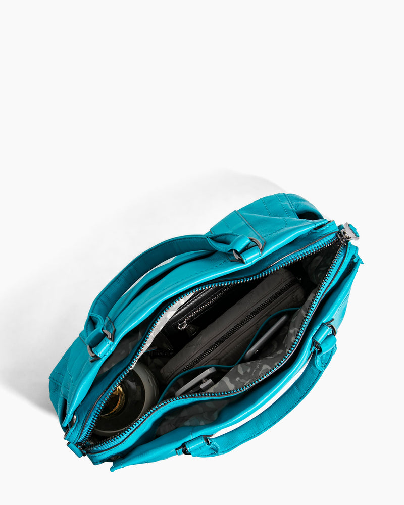 Zip Me Up Satchel Bue Bird - interior functionality