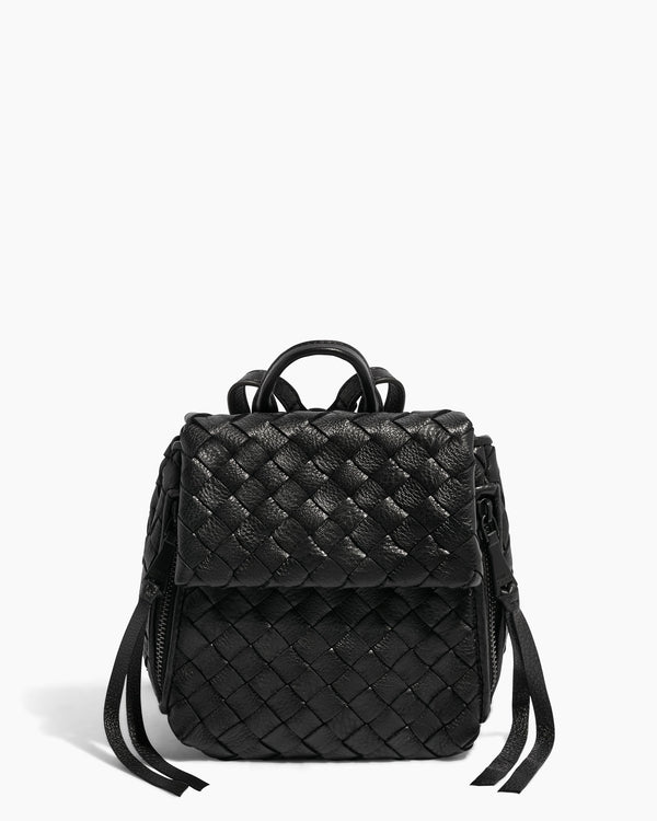 woven black mini backpack
