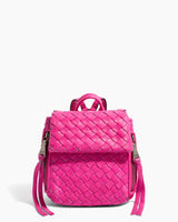 pink woven mini backpack purse