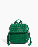 green woven mini backpack purse